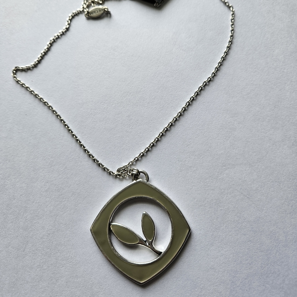 Pilgrim gray leaf block silvertone necklace. NWT.  24"